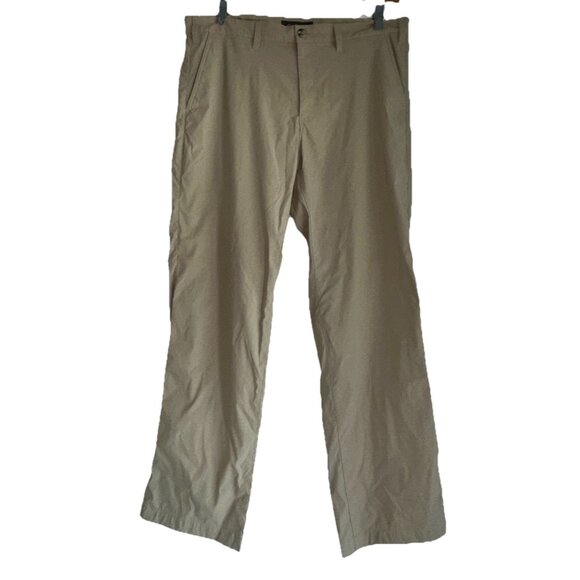 Eddie Bauer Travex Pants Mens 36x32 Tan Nylon Stretch Zip Pocket Gorpcore - Picture 1 of 6